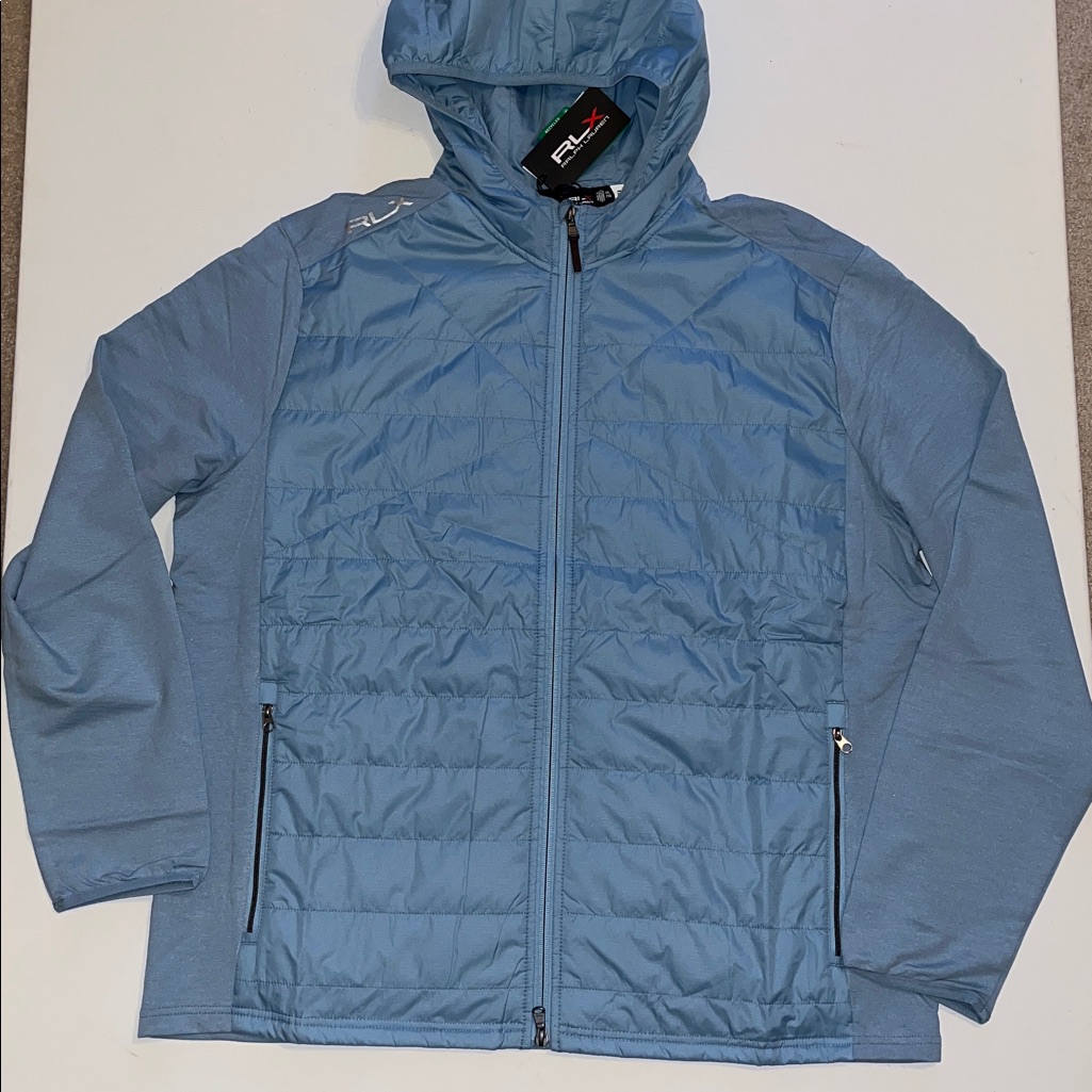 Rlx Ralph Lauren Golf Jacket Mens Xxl Quilted Hybrid Full Zip Light Blue $268